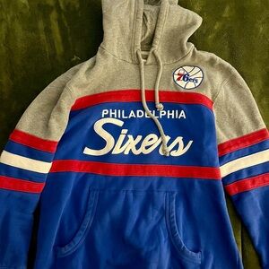 Mitchell & Ness Philadelphia 76ers Blue and Gray Sweater